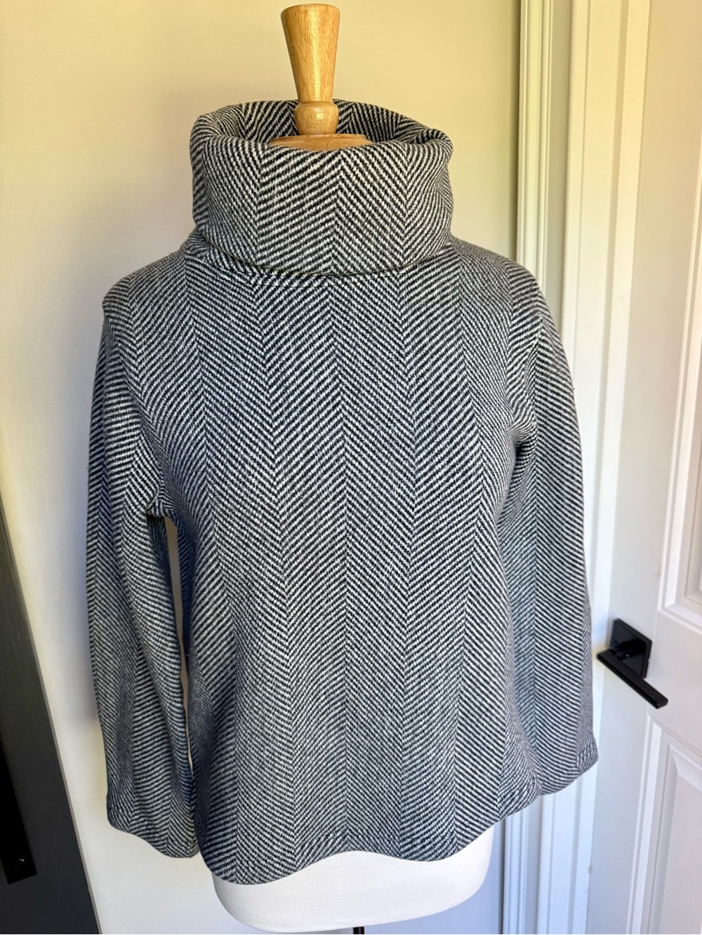 J. Crew Grey Herringbone Turtleneck Sweater